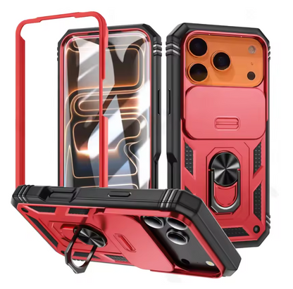 360°プロテクト リングスタンド iPhoneケース｜カメラ保護スライド・耐衝撃・PC×TPU構造 #240324