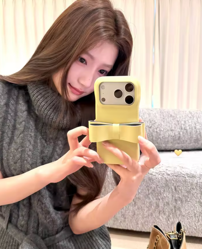 【リボンデザイン】デニム調 立体リボン iPhoneケース｜iPhone対応 #260126