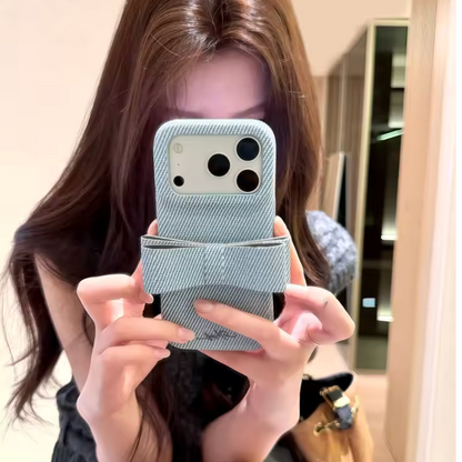 【リボンデザイン】デニム調 立体リボン iPhoneケース｜iPhone対応 #260126