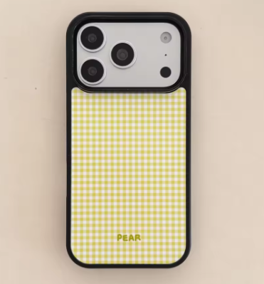 【フルーツグリップ】iPhoneケース ビーズチャーム付き Magnet内蔵 ｜ギンガムチェック #260032