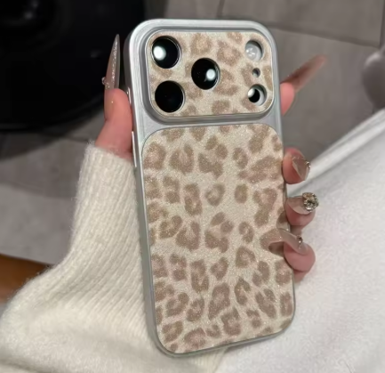 【レオパード柄】スマホケース iPhone対応 コルテックスレザー製 アニマルムード ピンク ブラウン ヒョウ柄 ｜ストラップ付き #240710