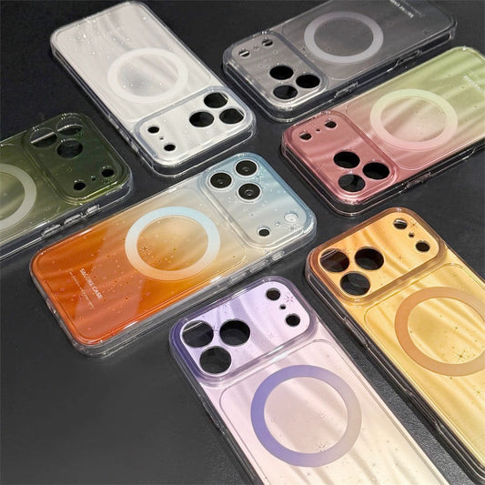 ウェーブ グラデーション ラメ入り Magnet内蔵 iPhoneケース｜キラキラ・クリア #261250
