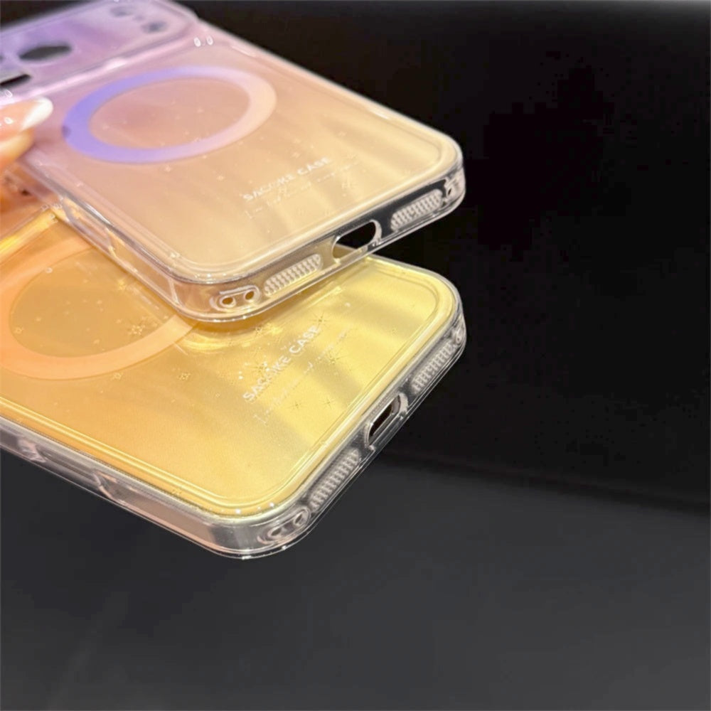 ウェーブ グラデーション ラメ入り Magnet内蔵 iPhoneケース｜キラキラ・クリア #261250