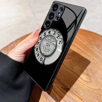 【Galaxy対応】レトロ ダイヤル電話デザイン スマホケース｜ヴィンテージ・モノトーン #261252