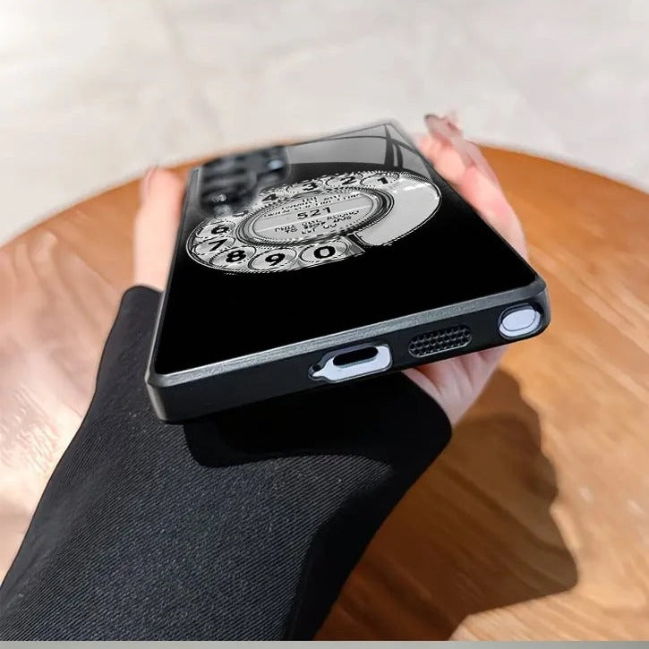 【Galaxy対応】レトロ ダイヤル電話デザイン スマホケース｜ヴィンテージ・モノトーン #261252