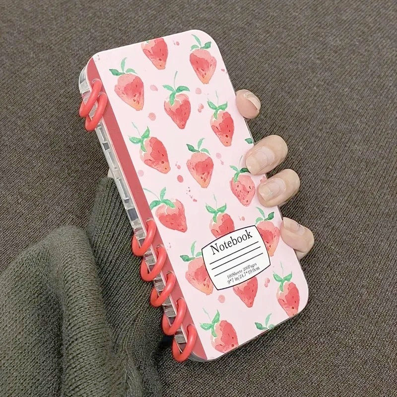 いちご柄 ノート風 手帳型 iPhoneケース｜韓国っぽ・フルーツ #261253　