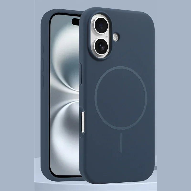 なめらか リキッドシリコン Magnet内蔵 iPhoneケース｜くすみカラー・シンプル #261259