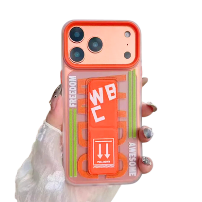 【折りたたみシリーズ】WBC カラーバー スマホケース｜耐衝撃クリア × 便利グリップ付き｜iPhone対応 #241122