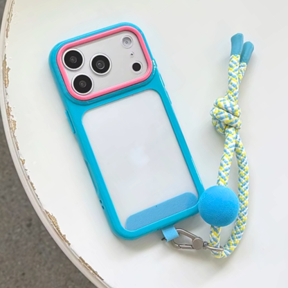 【バイカラー】ランヤード付き バンパー iPhoneケース｜ポップ・アクティブ スマホケース かわいい #261059
