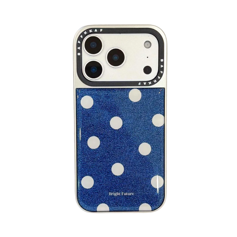 【プチドット ハート】デニム柄 ハート水玉 花柄 フラワー スマホケース｜iPhone対応 #250108