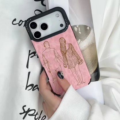 【ウチのコCASE】写真からラインアート加工 カスタム ピンクレオパード iPhoneケース｜オーダーメイド #260109