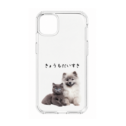 【ウチのコCASE】好きな写真でつくる ウチのコ 選べる ひとことメッセージ クリア iPhoneケース｜カスタム対応 #230924
