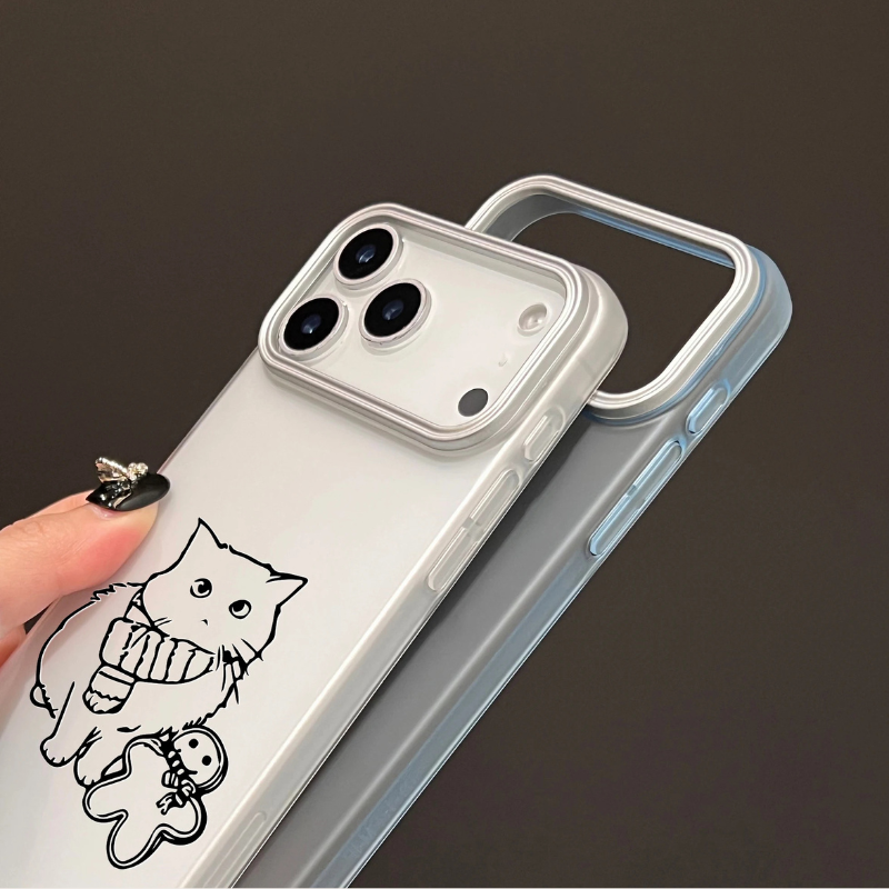 【ウチのコCASE】写真からラインアート加工 カスタムiPhoneケース｜オーダーメイド／半透明マット仕上げ #260110