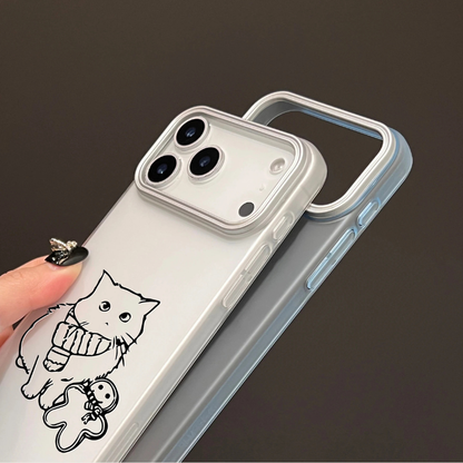 【ウチのコCASE】写真からラインアート加工 カスタムiPhoneケース｜オーダーメイド／半透明マット仕上げ #260110