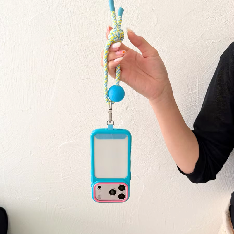 【バイカラー】ランヤード付き バンパー iPhoneケース｜ポップ・アクティブ スマホケース かわいい #261059
