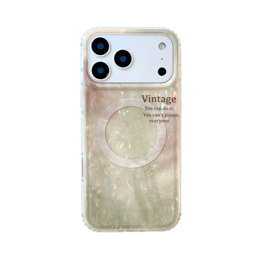 【Magsafe対応】大理石風 シェルグロウ オーロラパール スマホケース｜iPhone対応 #250127