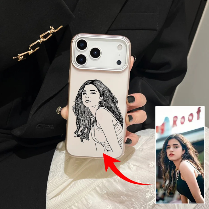 【ウチのコCASE】写真からラインアート加工 カスタムiPhoneケース｜オーダーメイド／半透明マット仕上げ #260110