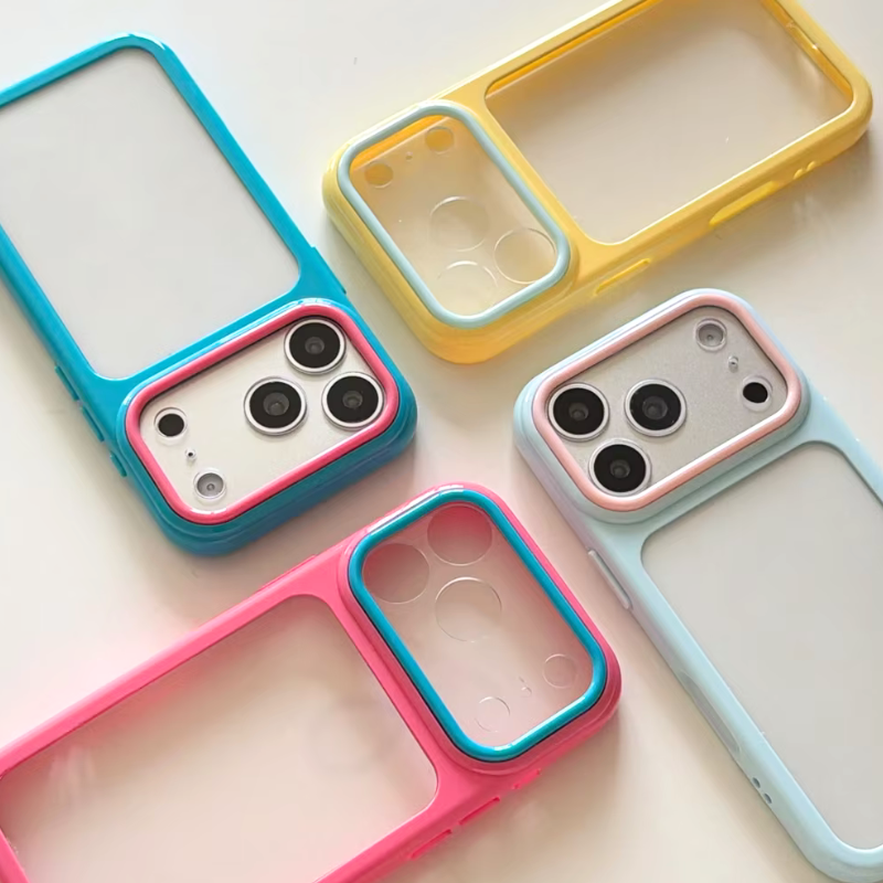 【バイカラー】ランヤード付き バンパー iPhoneケース｜ポップ・アクティブ スマホケース かわいい #261059