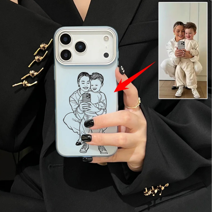 【ウチのコCASE】写真からラインアート加工 カスタムiPhoneケース｜オーダーメイド／半透明マット仕上げ #260110