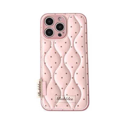 【ウェーブキルティング】ドットステッチ×クッション スマホケース｜iPhone対応 #241220