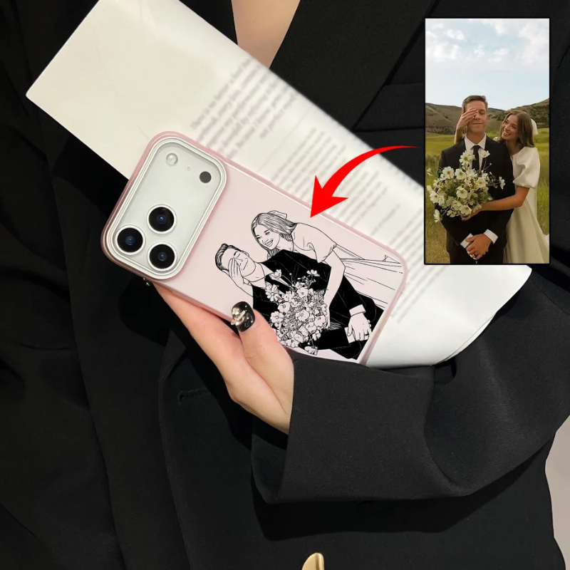 【ウチのコCASE】写真からラインアート加工 カスタムiPhoneケース｜オーダーメイド／半透明マット仕上げ #260110