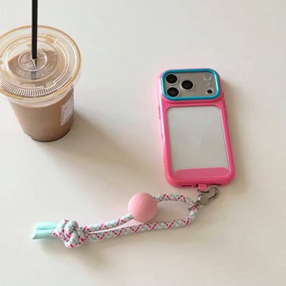【バイカラー】ランヤード付き バンパー iPhoneケース｜ポップ・アクティブ スマホケース かわいい #261059