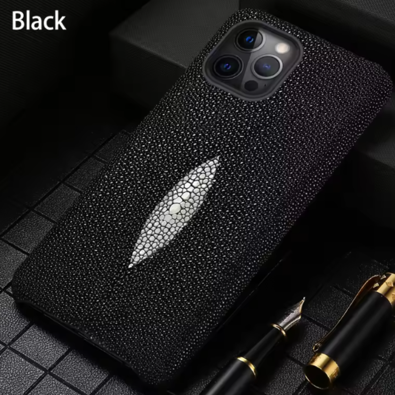 【本革シリーズ】スティングレイ エイ革 プレミアム バックカバー｜iPhone対応 #240919