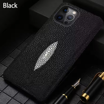 【本革シリーズ】スティングレイ エイ革 プレミアム バックカバー｜iPhone対応 #240919