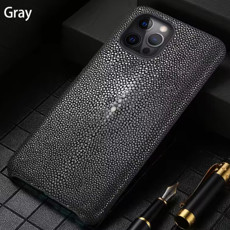 【本革シリーズ】スティングレイ エイ革 プレミアム バックカバー｜iPhone対応 #240919