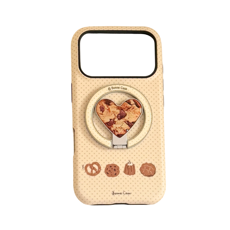 【ハートスタンド】アフタヌーン クッキー スイーツモチーフ × ハートスタンド スマホケース｜iPhone対応 #241225