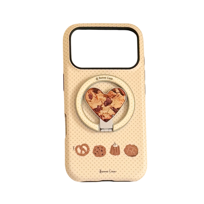 【ハートスタンド】アフタヌーン クッキー スイーツモチーフ × ハートスタンド スマホケース｜iPhone対応 #241225