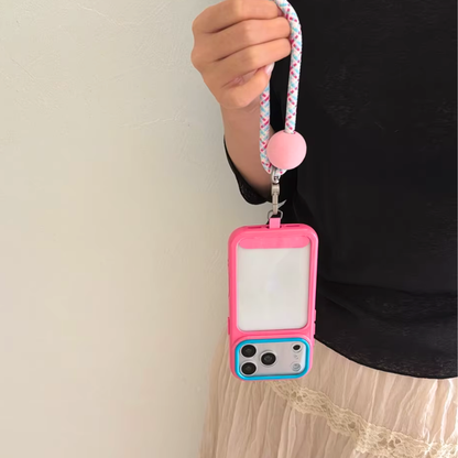 【バイカラー】ランヤード付き バンパー iPhoneケース｜ポップ・アクティブ スマホケース かわいい #261059