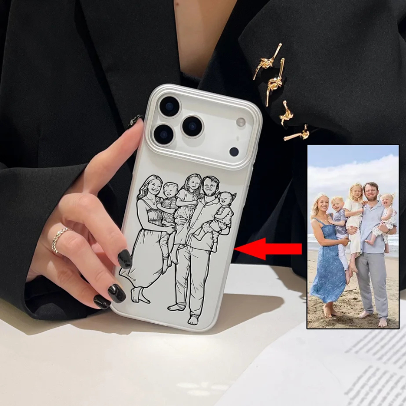 【ウチのコCASE】写真からラインアート加工 カスタムiPhoneケース｜オーダーメイド／半透明マット仕上げ #260110