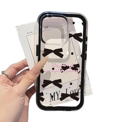 【リボンクリア】水玉 ドット ガーリーボウ×クリアデザイン スマホケース｜iPhone対応 #250116