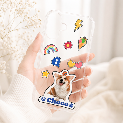 【ウチのコCASE】ステッカー風 クリアiPhoneケース｜名入れ対応・写真入りオーダーメイド #230704