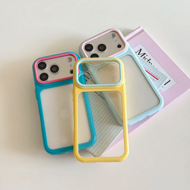 【バイカラー】ランヤード付き バンパー iPhoneケース｜ポップ・アクティブ スマホケース かわいい #261059