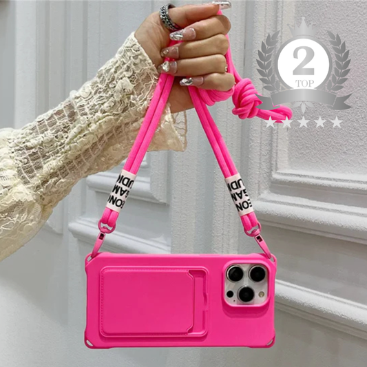 【ネオンストラップカード】カードポケット×ショルダーストラップ スマホケース｜iPhone対応 #240805