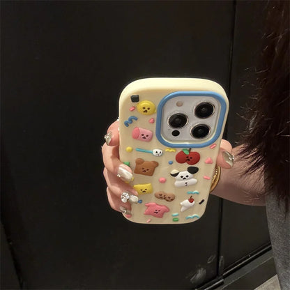 【キャラクターシリーズ】 ゆるキャラ ＆スイーツモチーフ カラフルスマホケース｜iPhone対応 #251023