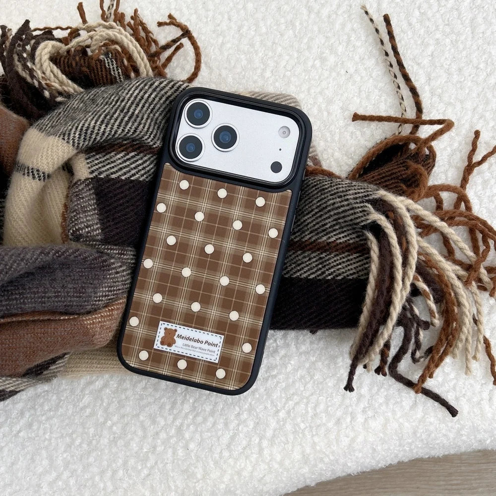 【Magnet内蔵】オータムチェック × カラーポップサークル スマホケース｜iPhone対応 #241027