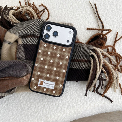 【Magnet内蔵】オータムチェック × カラーポップサークル スマホケース｜iPhone対応 #241027