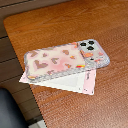 オーロラハートグロウ クリアiPhoneケース｜ホログラムハートデザイン #240417