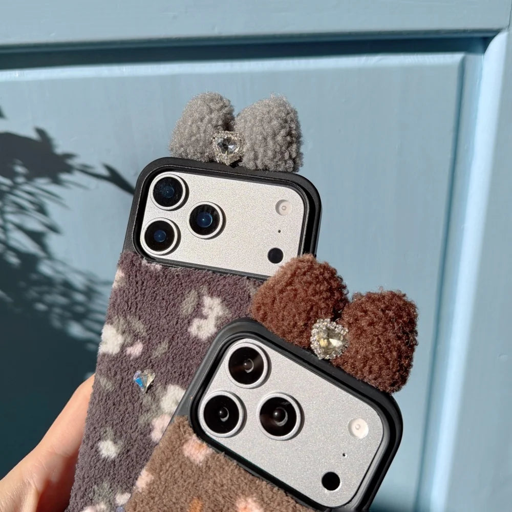 フラワー iPhoneケース｜花柄 ボア素材・シュシュチャーム付き #240531