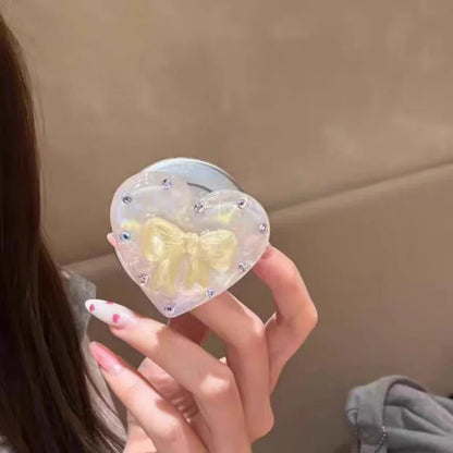 【ハートリボン】ぷっくり クリアグリップ スマホケース｜iPhone対応 #260201