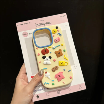 【キャラクターシリーズ】 ゆるキャラ ＆スイーツモチーフ カラフルスマホケース｜iPhone対応 #251023