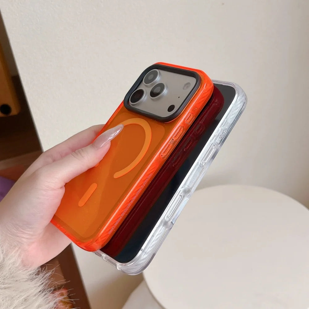 カラフル ネオンカラー ラメ入り 透明 iPhoneケース｜Magnet内蔵 #260516