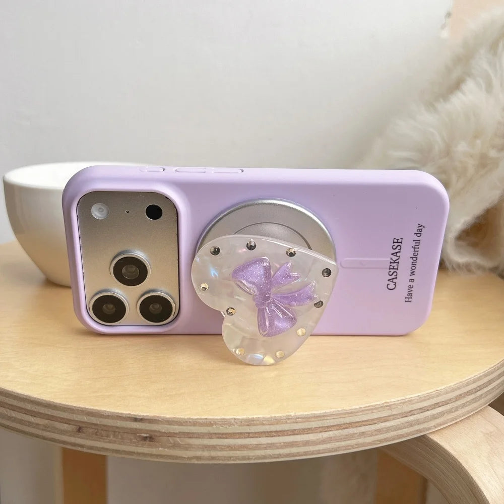 【ハートリボン】ぷっくり クリアグリップ スマホケース｜iPhone対応 #260201