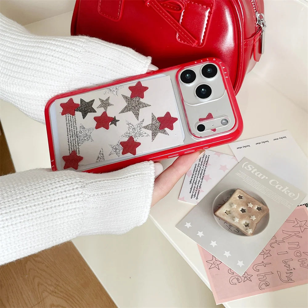 【スタークリア】星柄 カラーフレーム ポップスマホケース｜iPhone対応 #241026