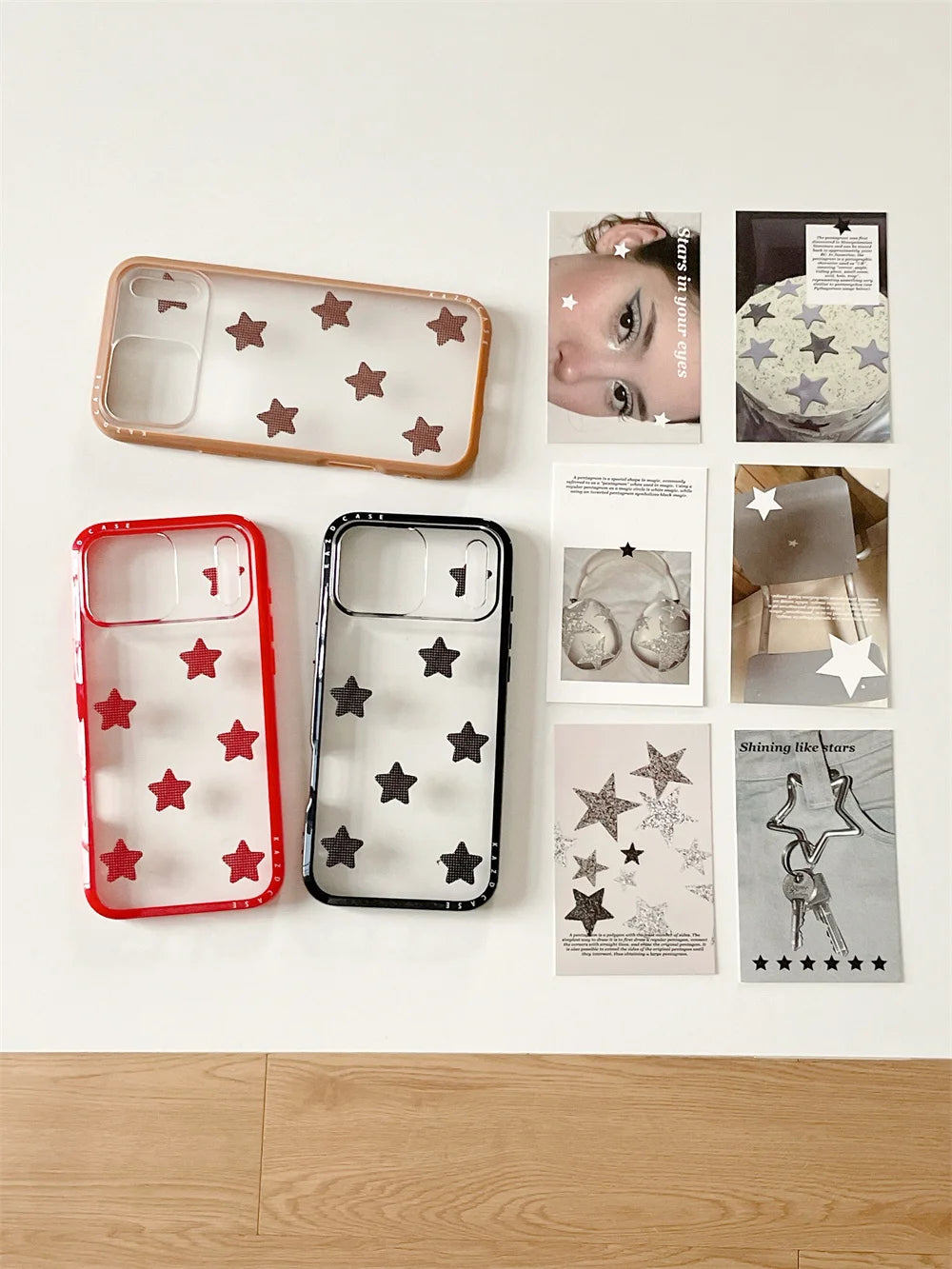 【スタークリア】星柄 カラーフレーム ポップスマホケース｜iPhone対応 #241026