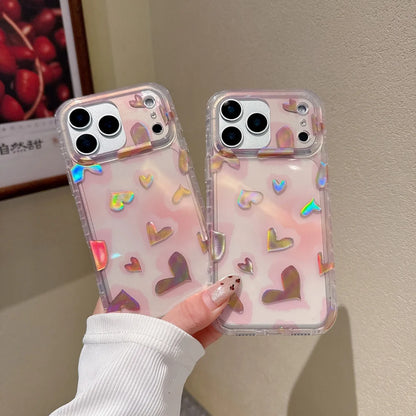 オーロラハートグロウ クリアiPhoneケース｜ホログラムハートデザイン #240417