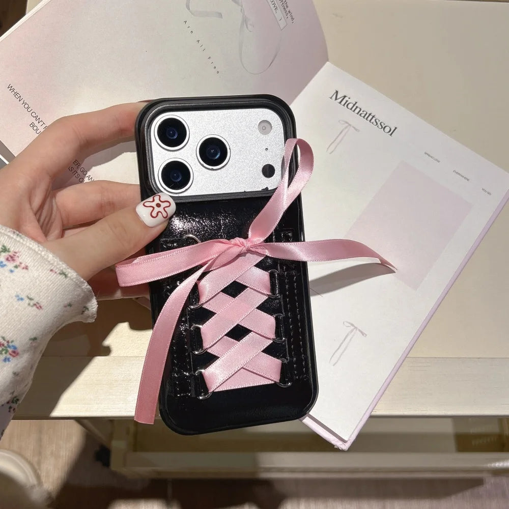 編み上げリボン iPhoneケース｜レースアップ風デザイン #240517